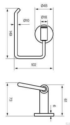 Toilet paper holder TA235 Copper Brushed Unvarnished