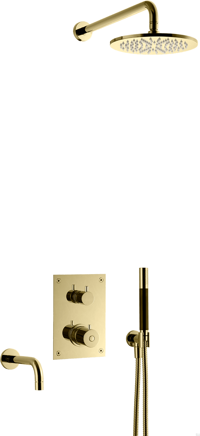 9421862--Zestaw prysznicowy z termostatyczną baterią ciśnieniową BOX7368 ED2 Mosiężny Miodowe Złoto-Tapwell-Skandynawskie-Uchwyty_1