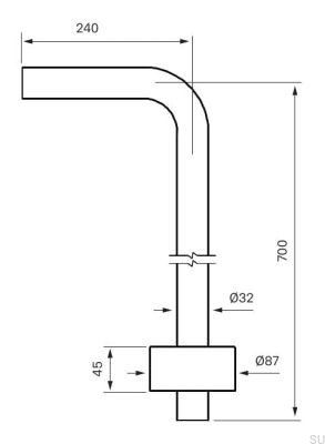 L-type siphon pipe XA21, chrome-plated brass
