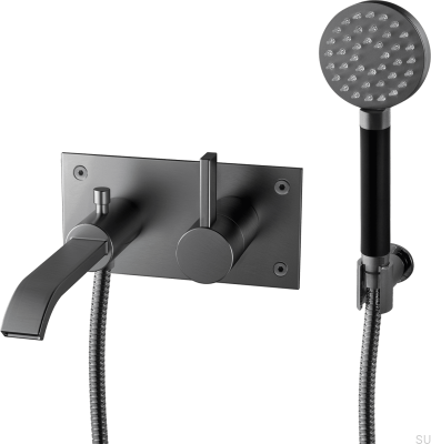 Wall-mounted thermostatic bathtub faucet ARM036 Brass Black Brushed Chrome