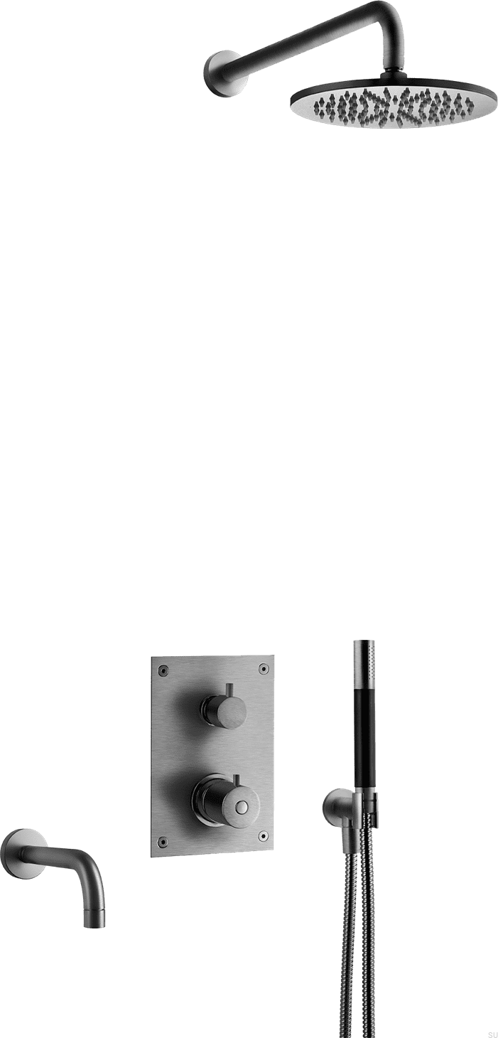 9422816--Zestaw prysznicowy z termostatyczną baterią ciśnieniową BOX7368 ED2 Mosiężny Czarny Chrom Szczotkowany-Tapwell-Skandynawskie-Uchwyty_1