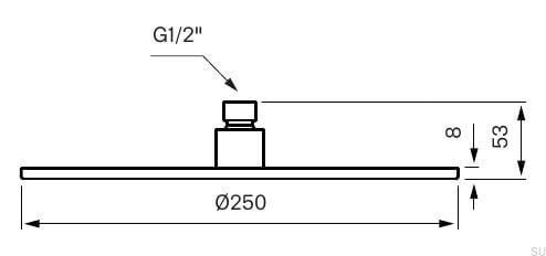 9419216--Głowica prysznicowa deszczownica okrągła 250 ZSOF250 Miedziana Nielakierowana-Tapwell-Skandynawskie-Uchwyty_2
