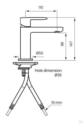 CA071 washbasin faucet, chrome-plated brass
