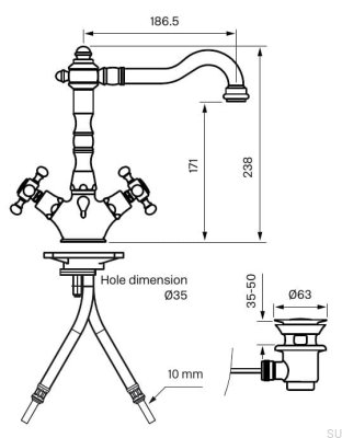 FBLV075 washbasin tap, chrome-plated brass