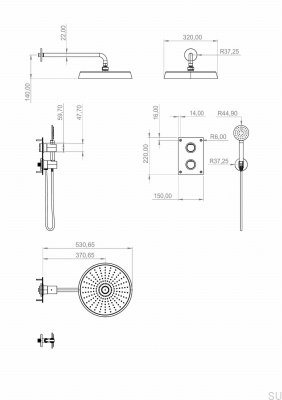Shower set ARM7268 ED2 Polished Brass, Unpainted