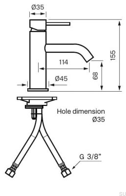 EVM072 washbasin faucet, brushed nickel-plated brass