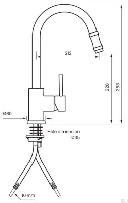 Kitchen faucet with pull-out spout EVO185, chrome-plated brass
