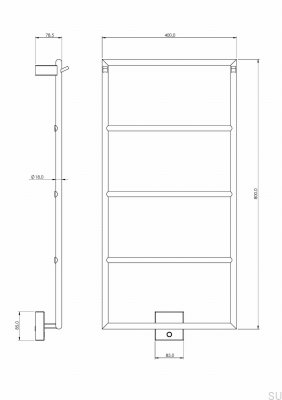 Bathroom radiator TW800-400 Steel Honey Gold PVD