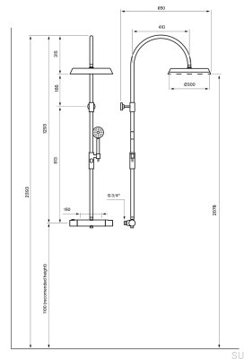 ARM7300-150 Brass Black Chrome Shower Set