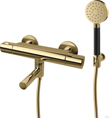 Wall-mounted thermostatic bathtub faucet ARM026-150, Honey Gold Brass