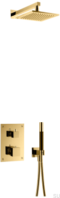 Shower set with thermostatic pressure tap BOX8268 SQUARE ED2 Brass Polished Unpainted