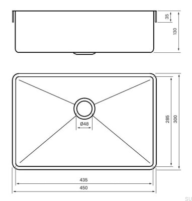 Recessed washbasin TA4328 Steel PVD