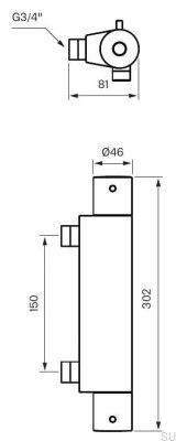 EVM168-150 thermostatic shower faucet, chrome-plated brass