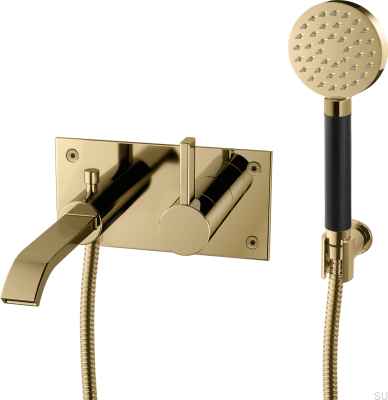 Wall-mounted thermostatic bathtub faucet ARM036, Honey Gold Brass