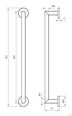 Towel rack TA212 Polished Brass, Unpainted