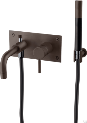 Bathtub and shower faucet with shower head and hose BOX026, Brass Brown