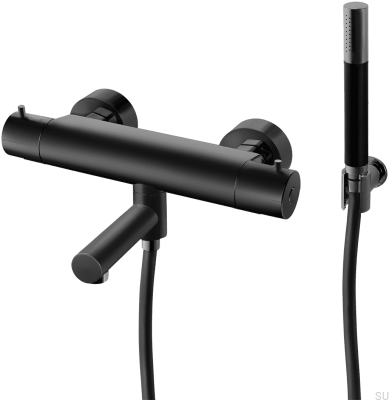 Thermostatic bath and shower faucet EVM026-150 Matte Black Brass