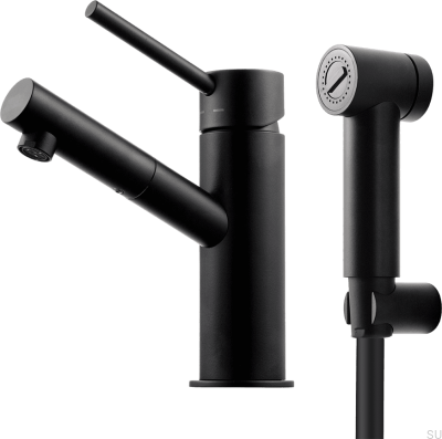 BI069 washbasin-bidet faucet, matt black brass