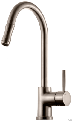 Kitchen faucet with pull-out spout EVO185, Brushed Nickel Brass