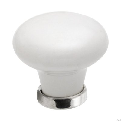 Furniture knob 24136 White Porcelain Polished nickel