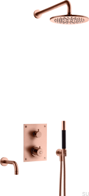 Shower set with thermostatic pressure tap and bath spout BOX7368 ED2 Copper Brushed Unpainted
