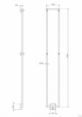 Bathroom radiator TW1500-200 Steel Black Chrome PVD