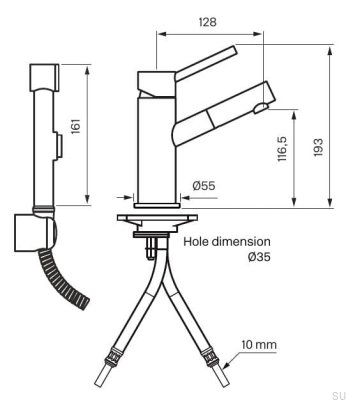 BI069 washbasin-bidet faucet, chrome-plated brass