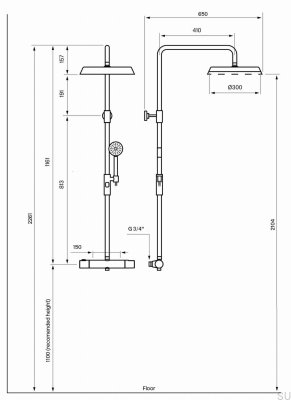 Shower set ARM7200-150 Polished Brass, Unpainted