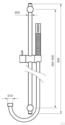 Dso shower bar with adjustable wall holder ZSAL300 Copper Brushed Unpainted