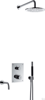 Shower set with thermostatic pressure tap and bathtub spout BOX7368 ED2 Brass Chrome-plated