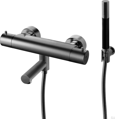 Thermostatic bath and shower faucet EVM026-150 Brass Black Brushed Chrome