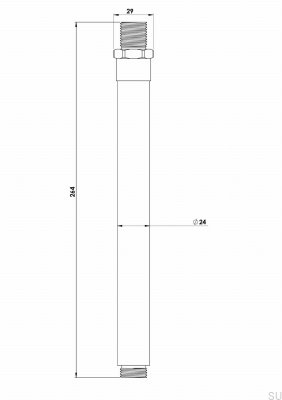Ceiling shower arm FL271-200 Brushed Copper, Unpainted
