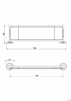TA136 Classic bathroom shelf, polished brass, unvarnished