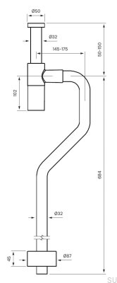 Washbasin trap with S-pipe XA200 Brass Black Chrome