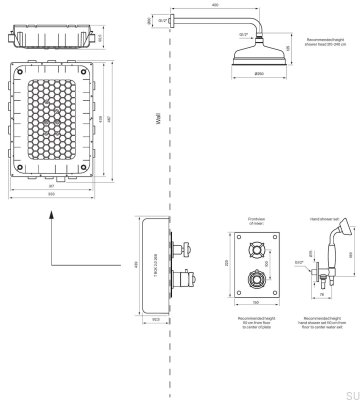 BOX0268 ED2 Classic shower set, polished brass, unpainted