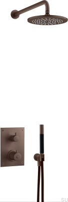 Shower set with thermostatic pressure tap BOX7268 ED2 Brass Brown