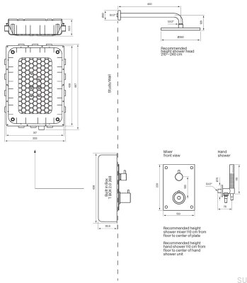 Shower set with thermostatic pressure tap BOX7268 ED2 Brass Black Brushed Chrome
