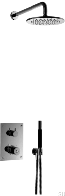 Shower set with thermostatic pressure tap BOX7268 ED2 Brass Black Chrome