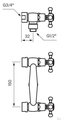 FBLV168-150 shower faucet, polished brass, unpainted