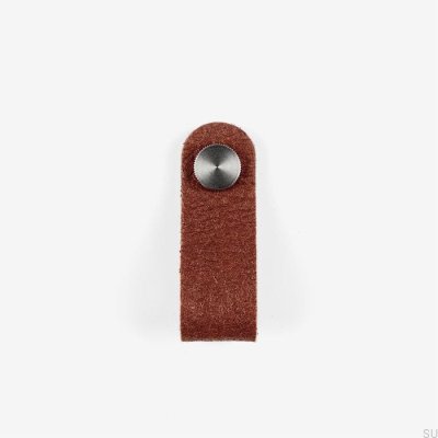 Brown Pina furniture knob with silver Pinatex