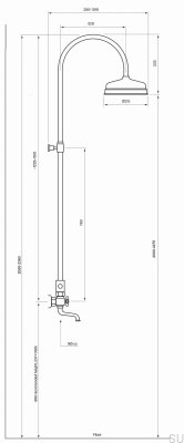 Classic shower set with bath spout XCOL022-150 Polished Brass Unpainted