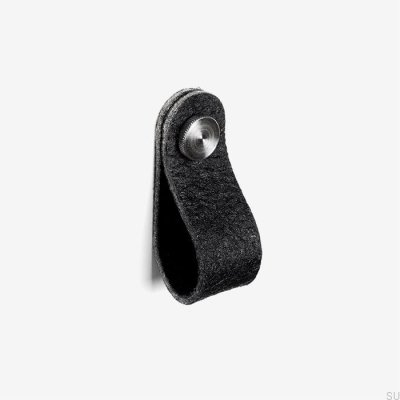 Black Pina furniture knob with silver Pinatex