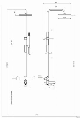 TVM2200-150 Shower Set Brass Black Brushed Chrome