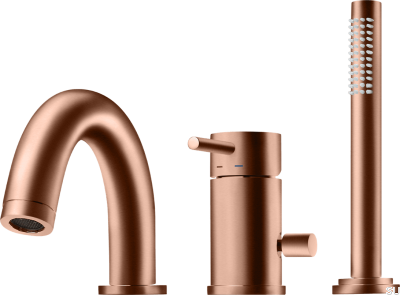 Three-hole bathtub faucet with spout and shower handset BI047 Brushed Copper Unpainted