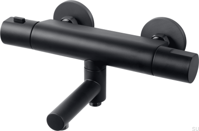 Wall-mounted thermostatic bathtub faucet ARM022-150 Matte Black Brass