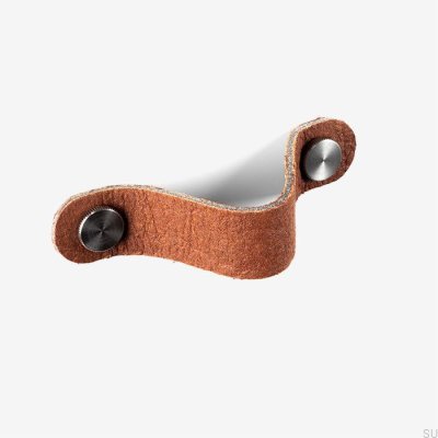 Pina brown furniture handle with silver Pinatex