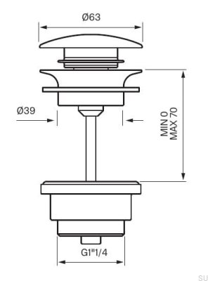 Universal Pop-up Stopper Arch74400 Brass Yellow