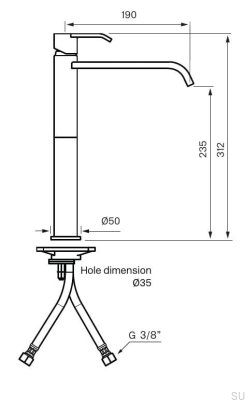 High washbasin tap VIC081 Brass Brown