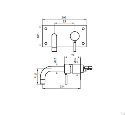 Washbasin tap 230 BOX008 Chrome-plated brass
