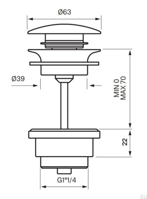 Universal Pop-up washbasin plug 74400 Matte Black Brass
